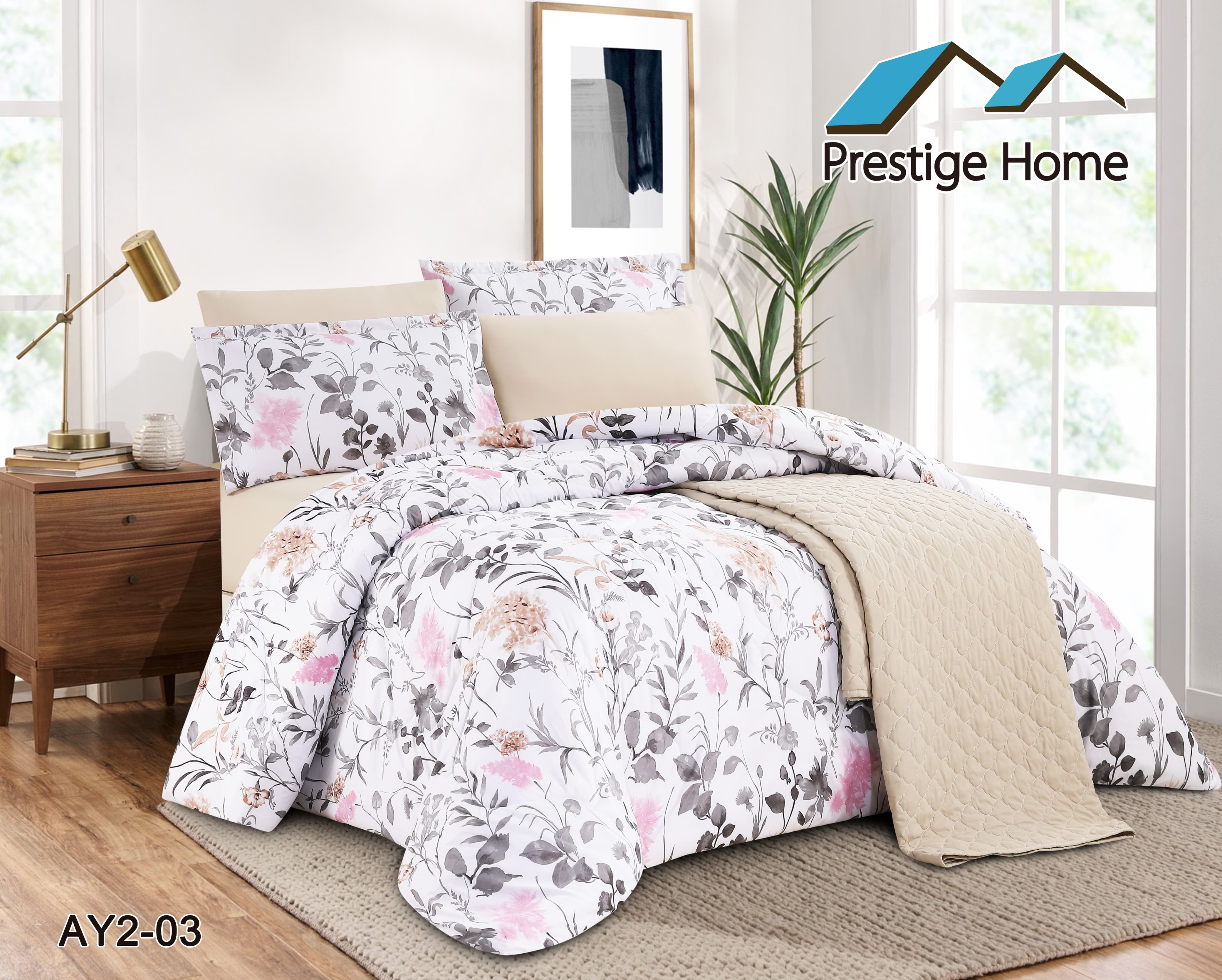 Soft Floral Comforter Set - Double