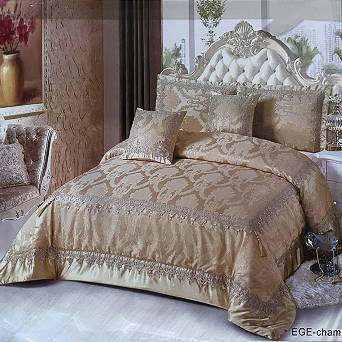 Ege Champagne Bridal Comforter Set
