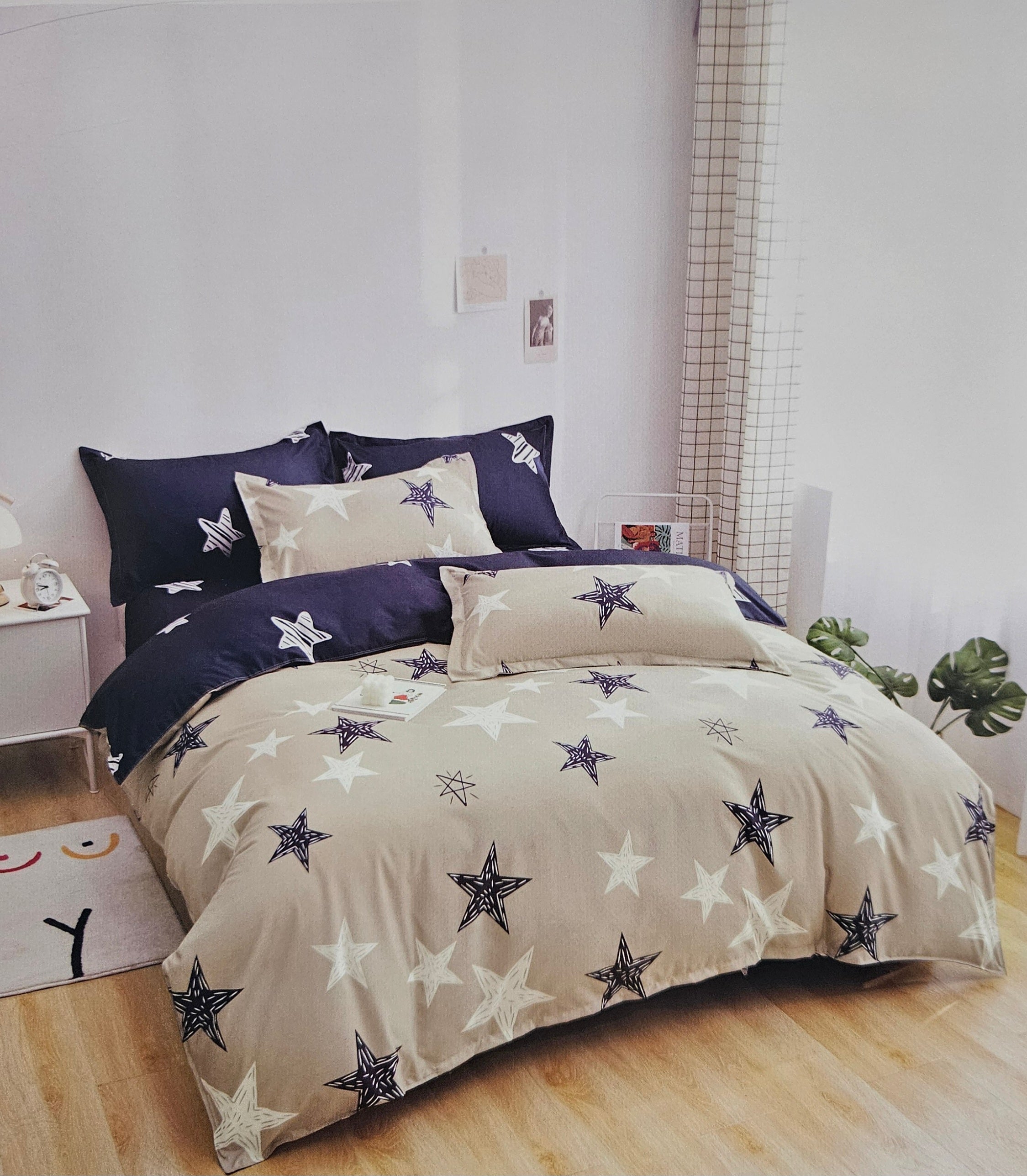Midnight Sketch Star Bedding Set - Single