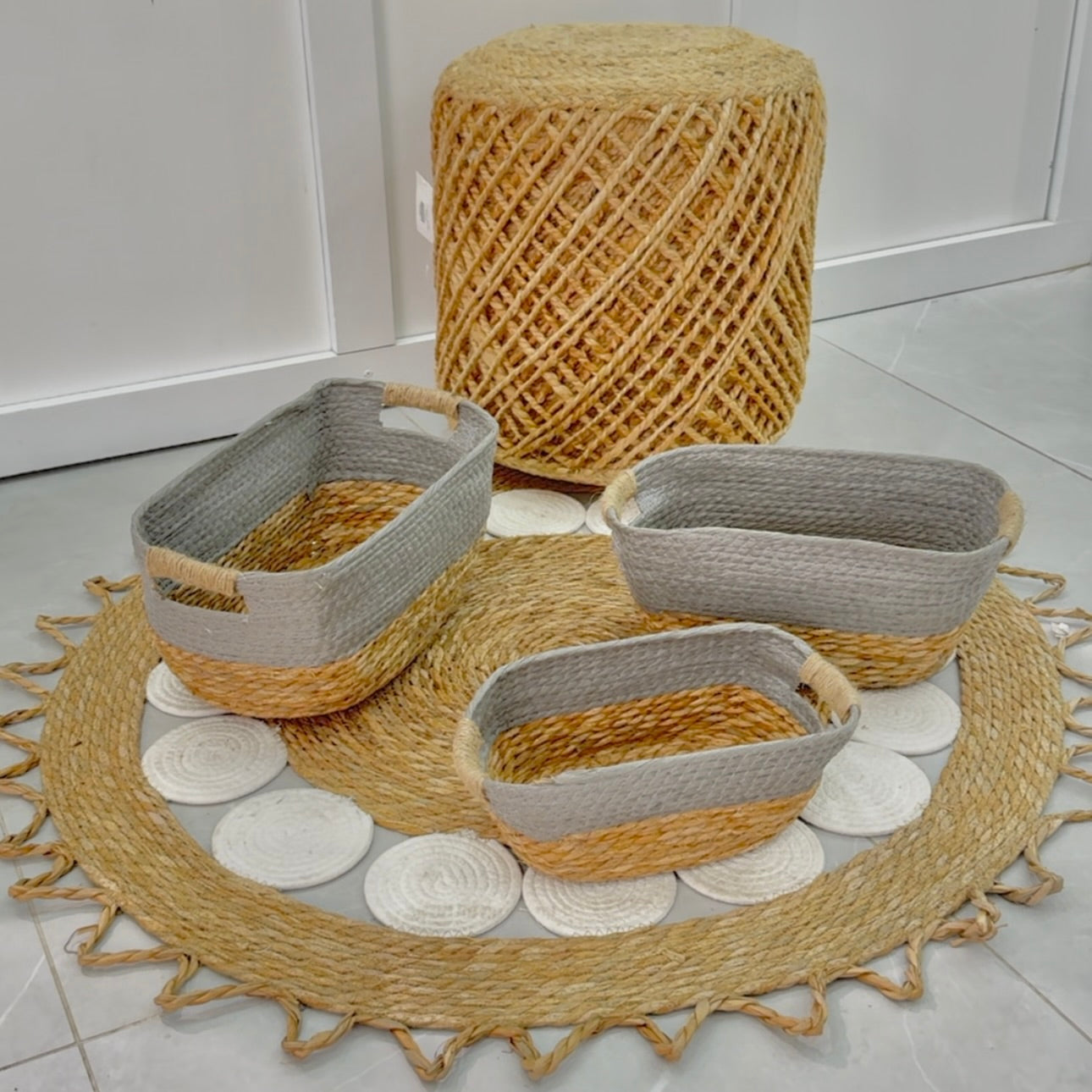 Set of three storage baskets