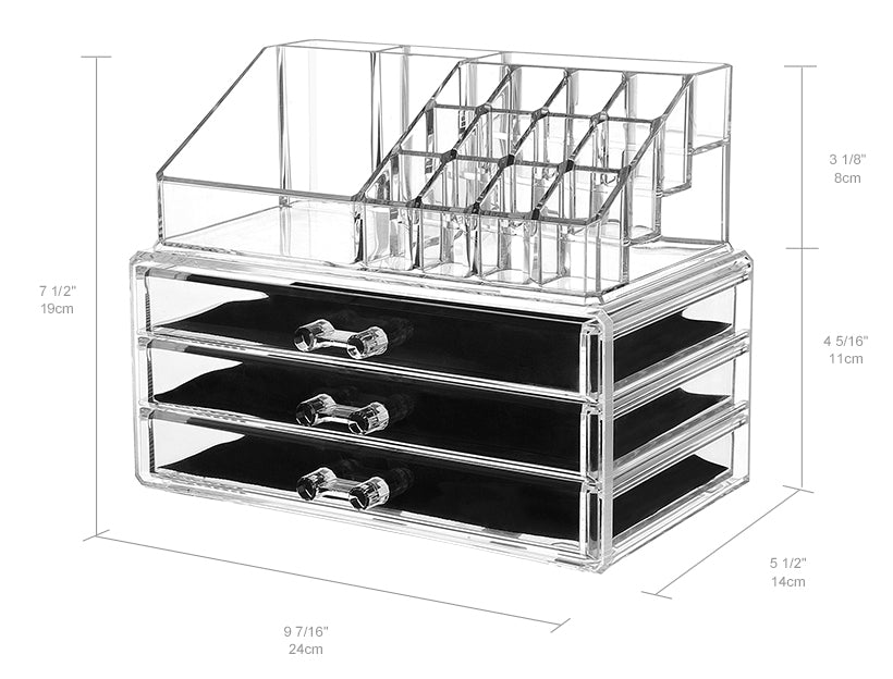 Acrylic Cosmetic Organizer Makeup 3 drawers