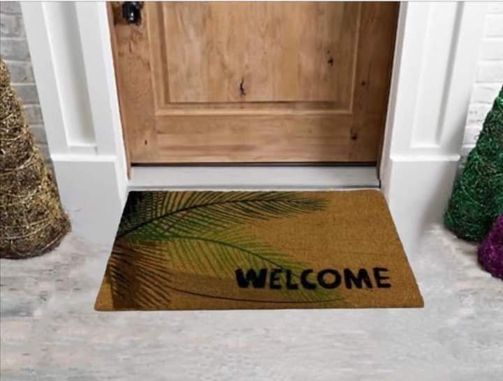 Palm Leaf Welcome Outdoor Rug - 45x75 cm