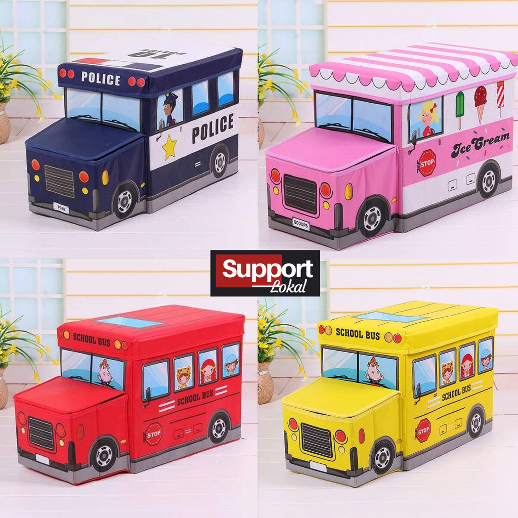 Kids Toy Organizer Box Bus