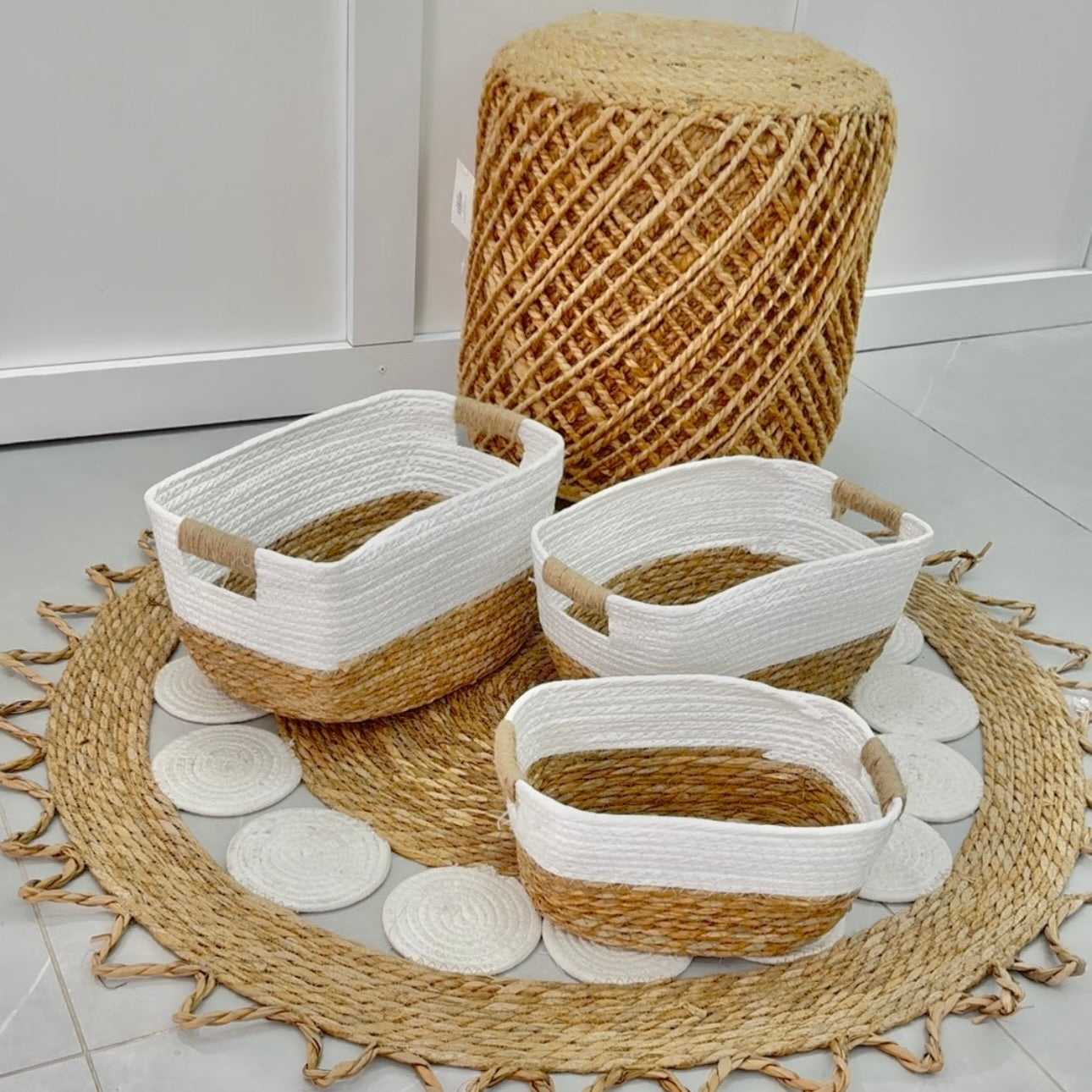 Set of three storage baskets