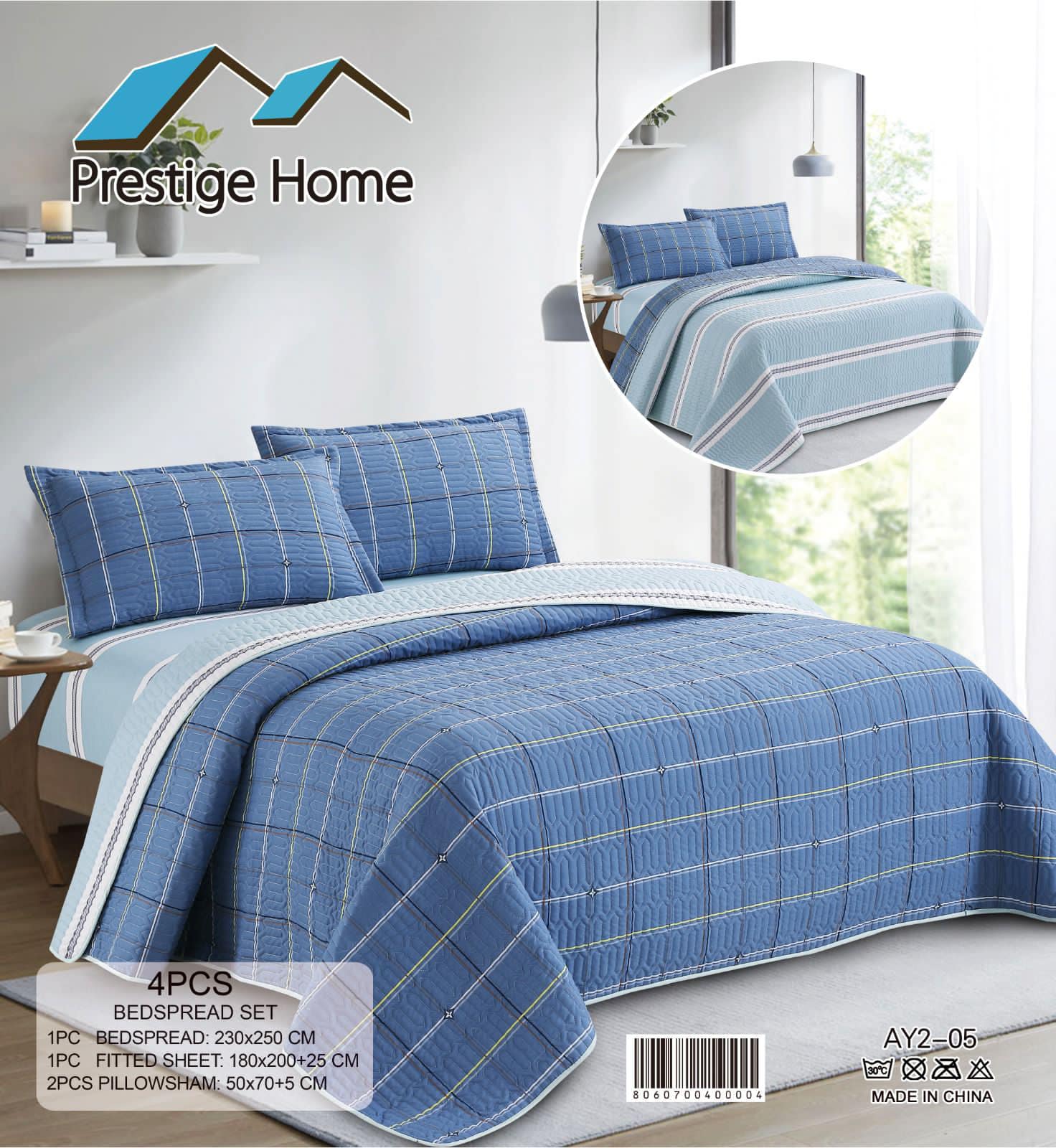 Grids Bedspread 3 Pieces - Single