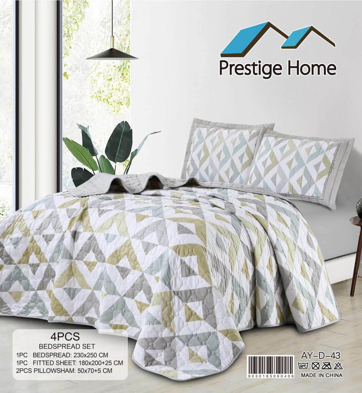 Mustard Triangle Bedspread Single set - 3 pieces