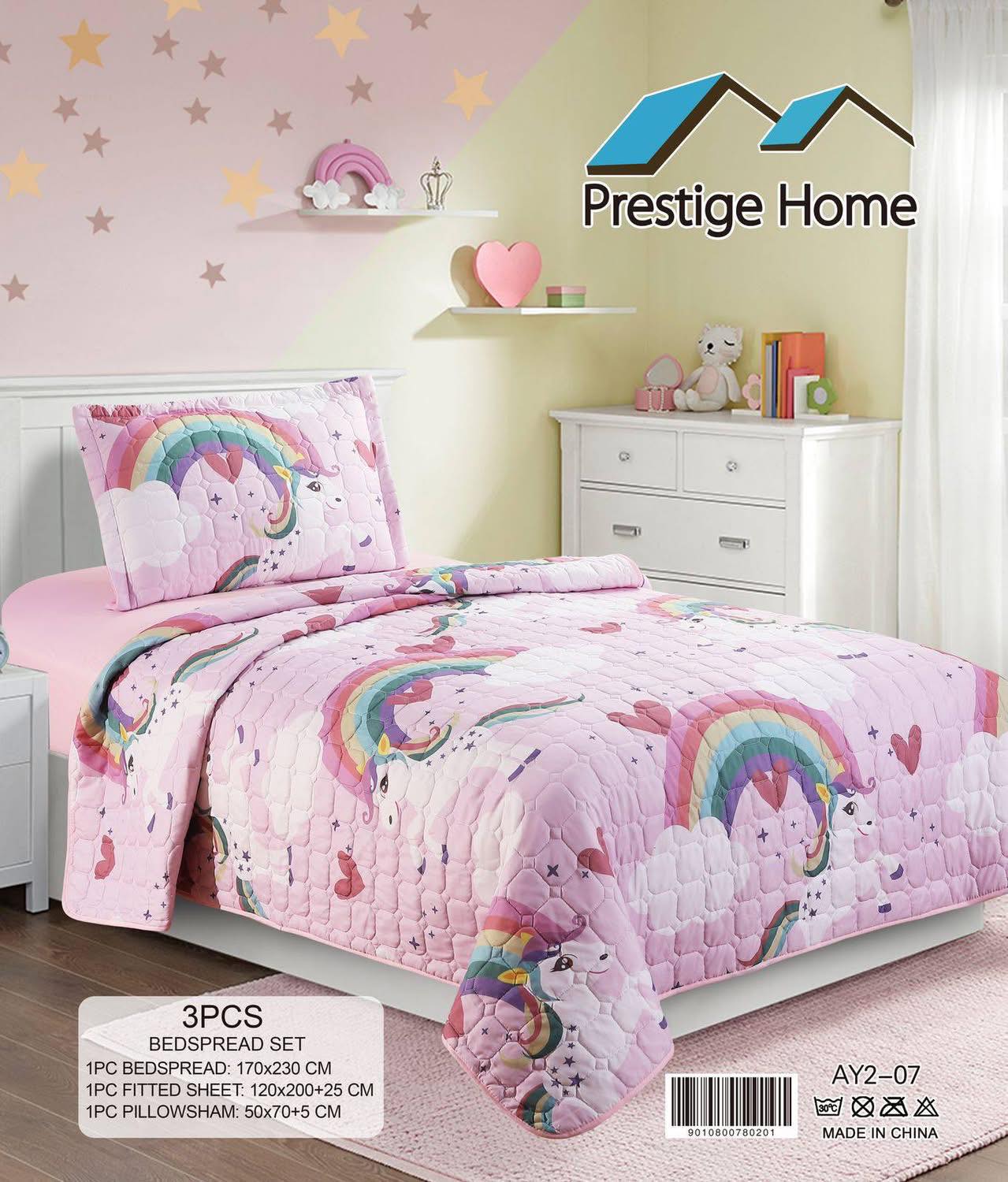 Rainbow Unicorn Bedspread- 3 pieces