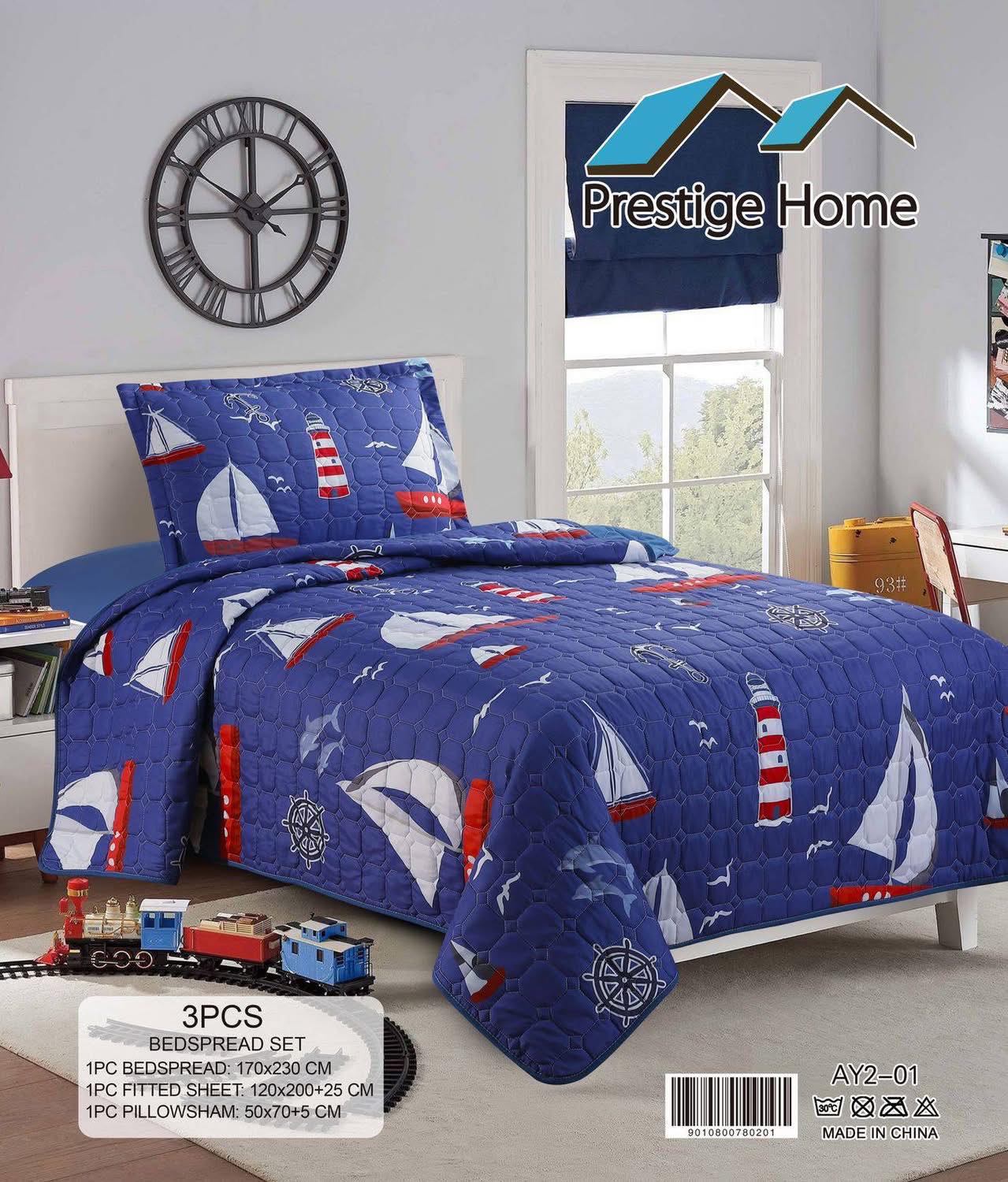 Navy Sailor Bedspread- 3 pieces