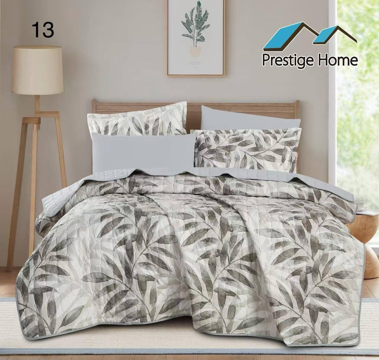 Earthtone Leaf Retreat Bedspread Set - Double