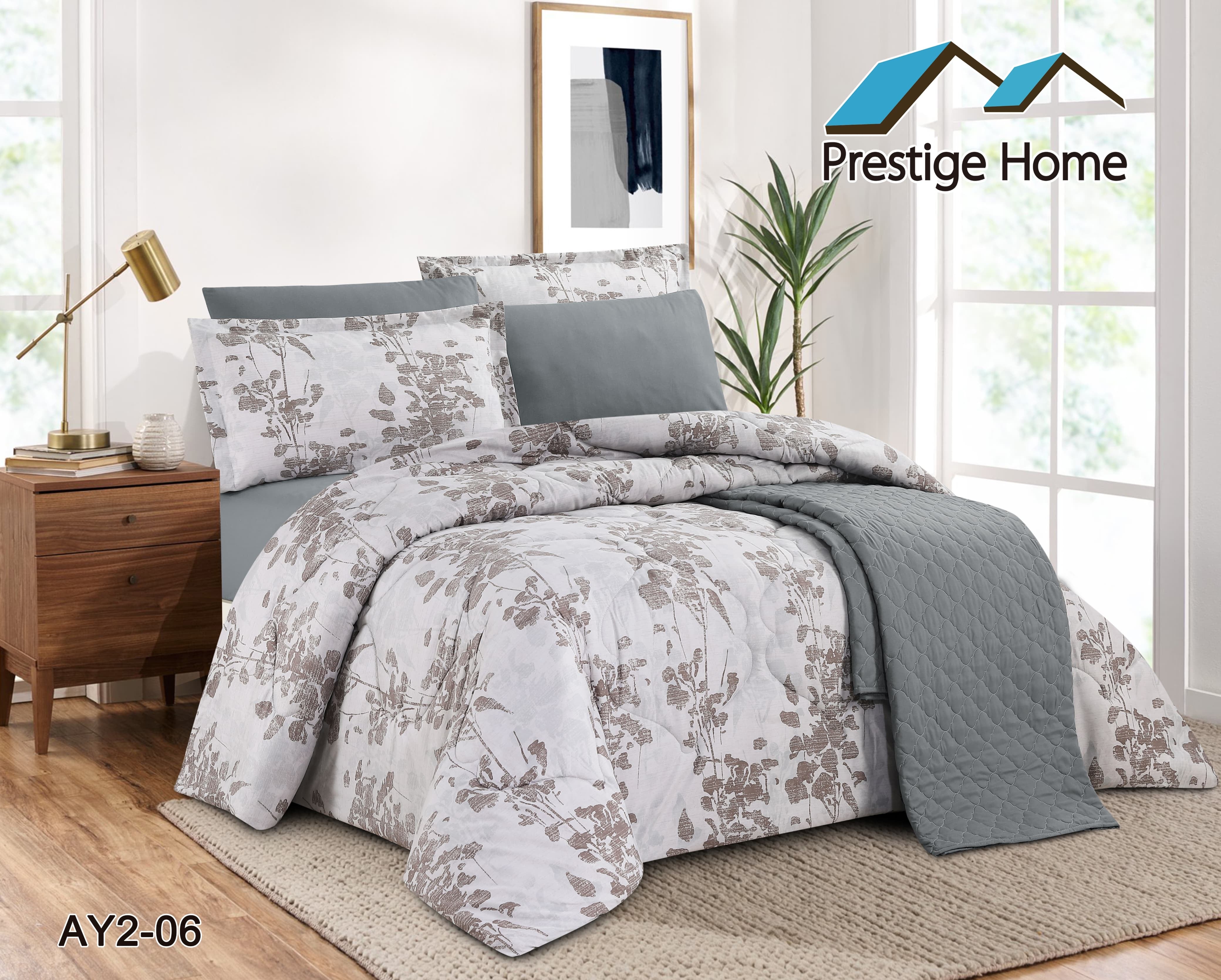 Neutral Blossom Comforter Set - Single