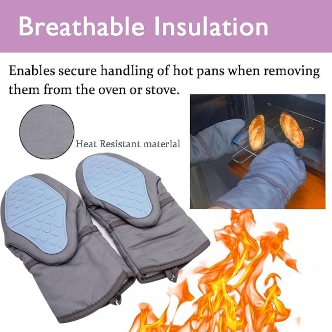 Heat-Resistant Silicone Grip Oven Mitts