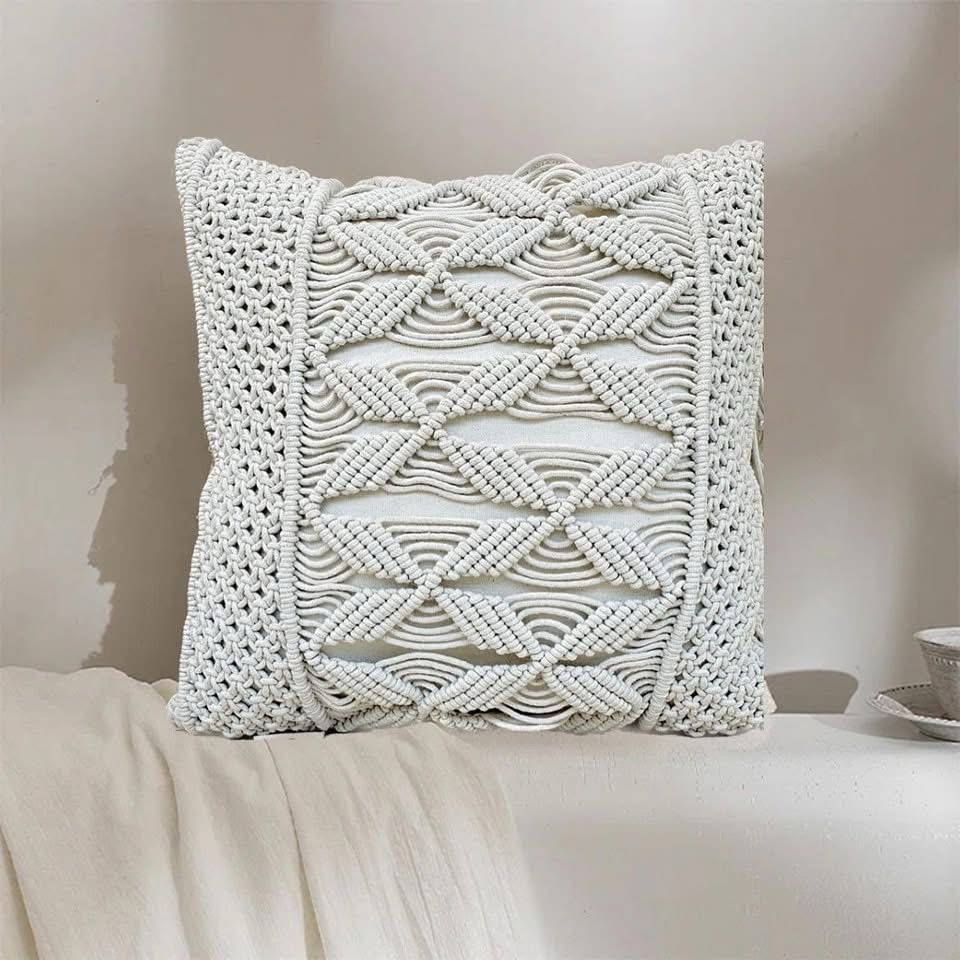 Boho Macrame Cushion - 45x45 cm
