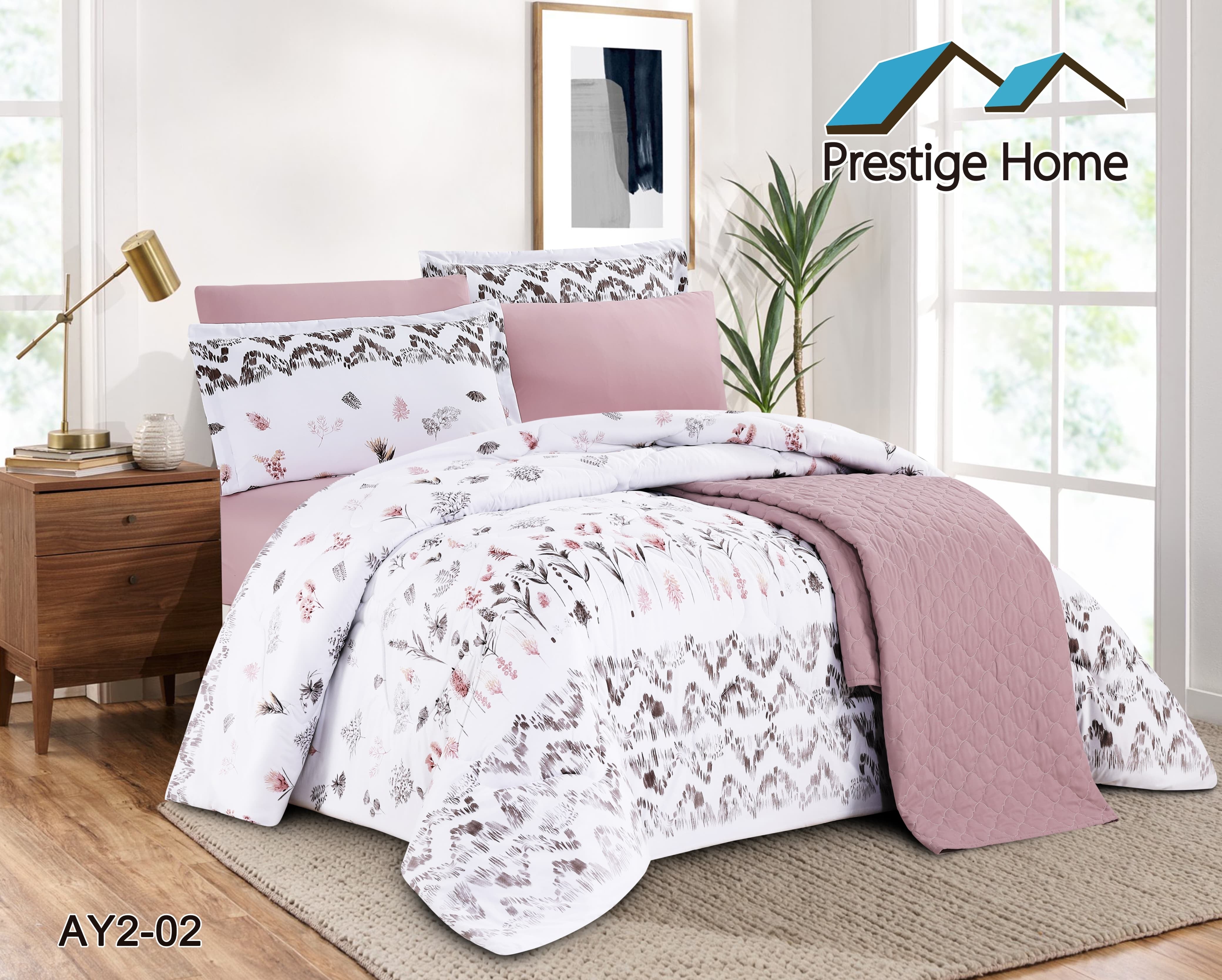 Blush Floral Comforter Set - Double