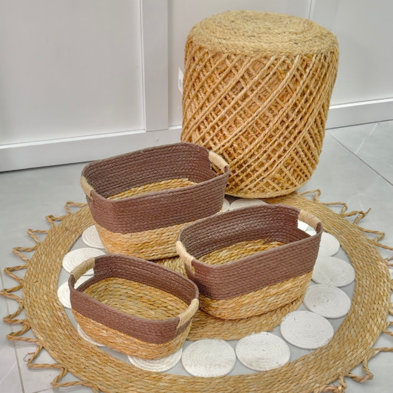 Set of three storage baskets