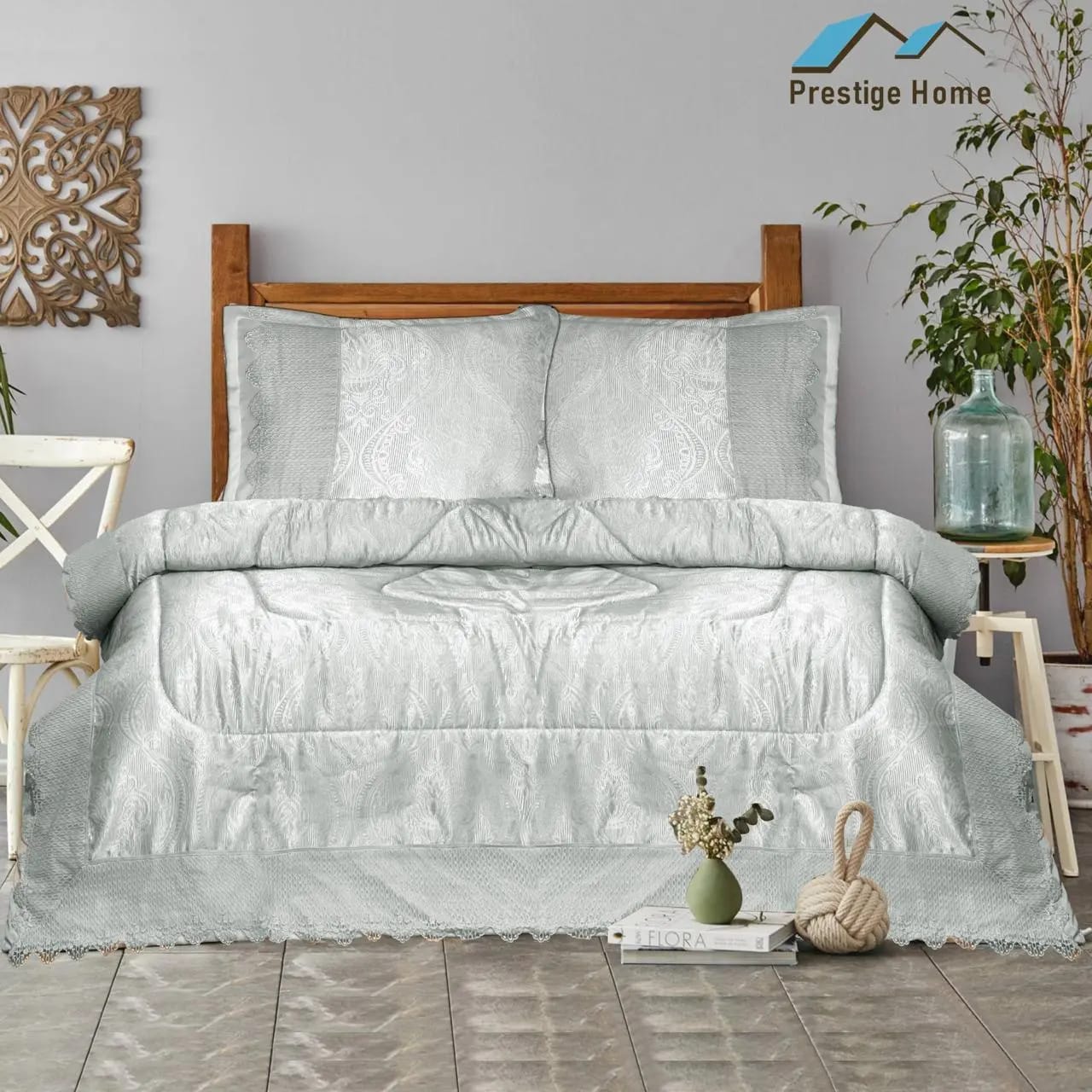 Royal Paisley Bridal Comforter Set - Double