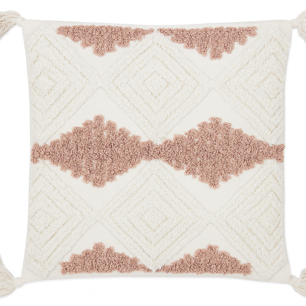 Boho Diamond Tufted Cushion with Tassels - 45x45 cm