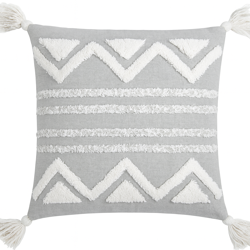 Gray Geometric Textured Cushion - 45x45 cm
