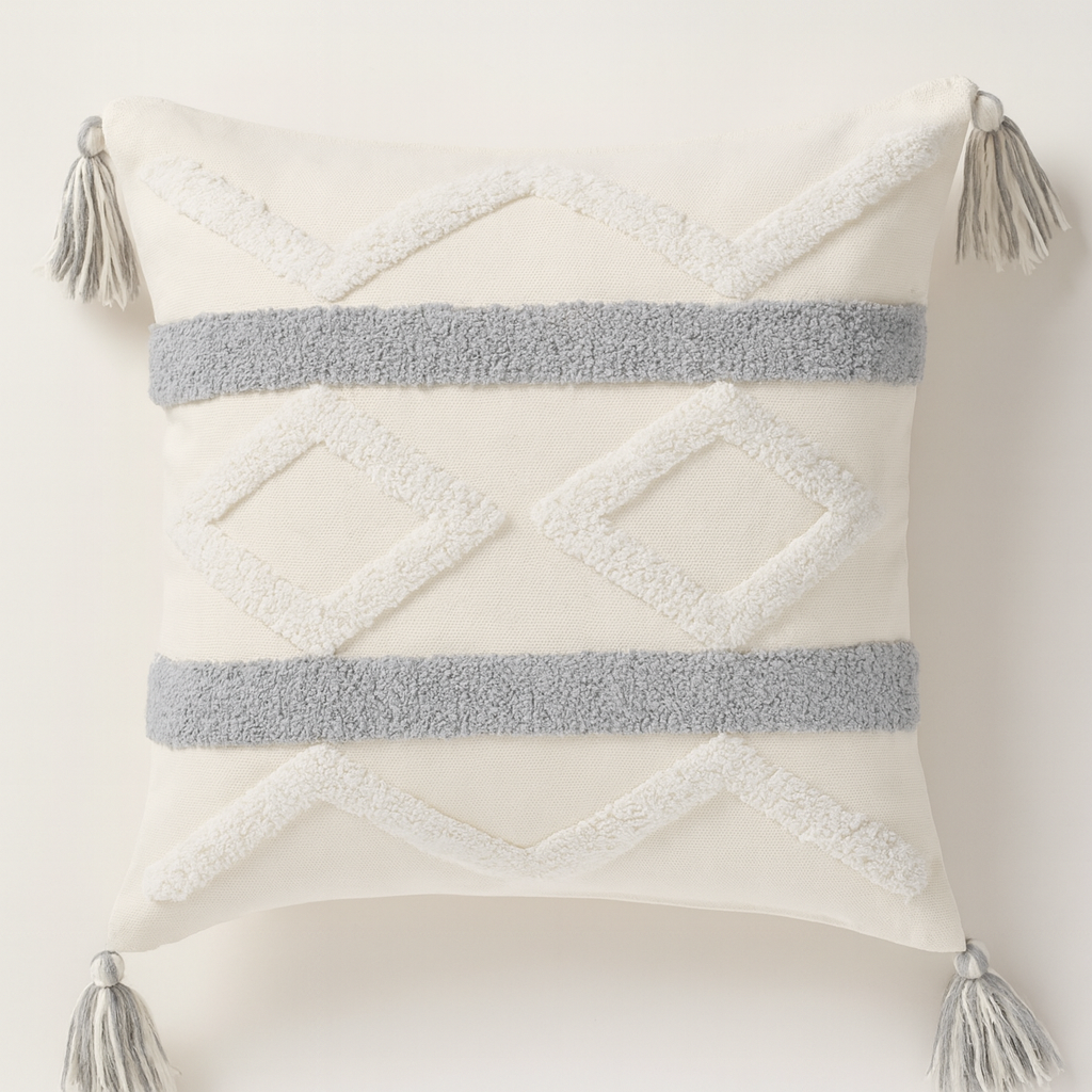 Geometric Stripes Embroidered Cushion - 45x45 cm
