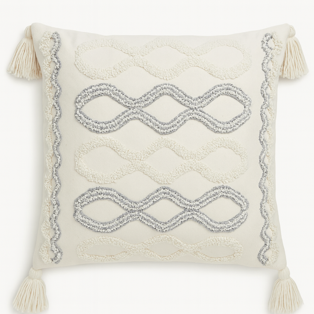 Geometric Infinity Tassel Cushion - 45x45 cm