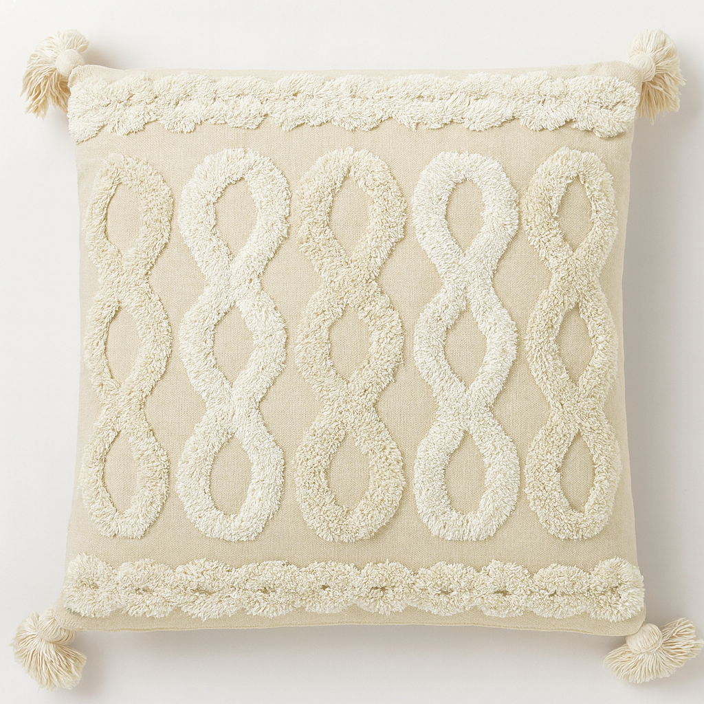 Infinity Loop Cushion with Tassels - 45x45 cm