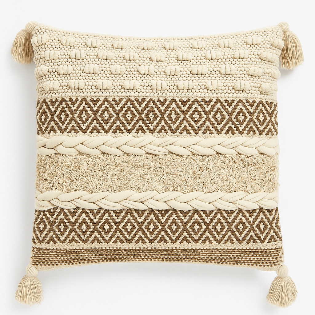Braided Boho Diamond Cushion - 45 x 45 cm