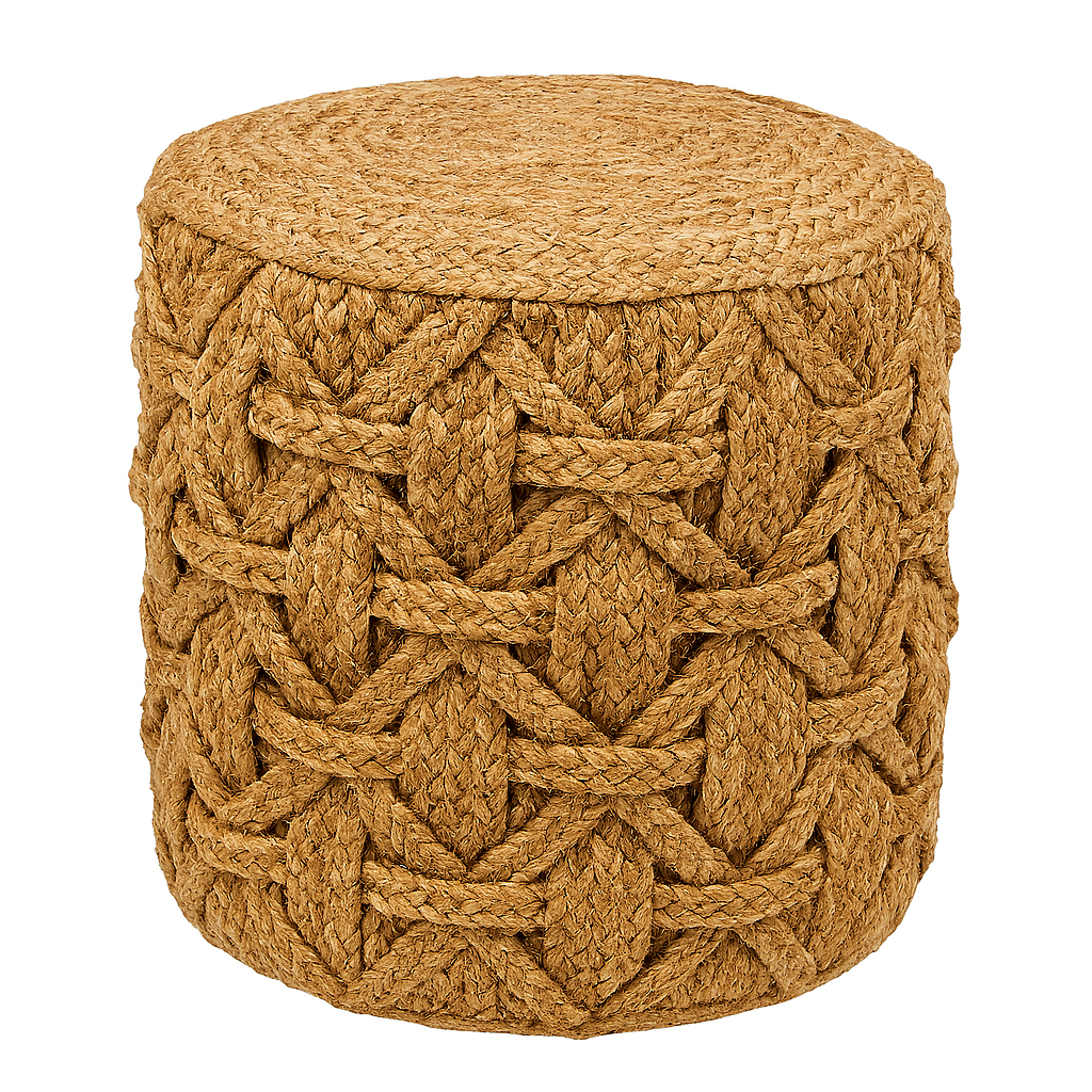 Braided Jute Pouf Ottoman