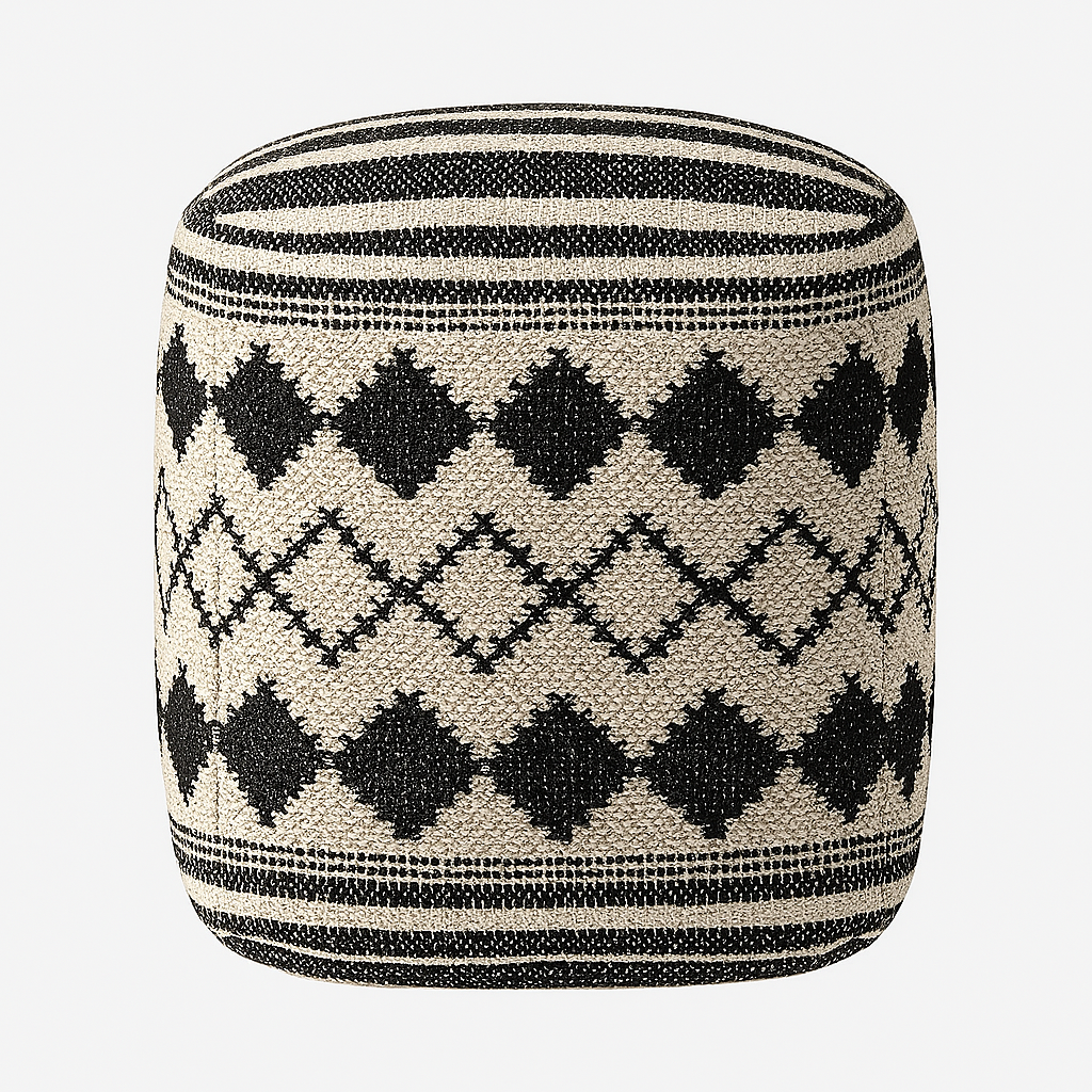 Black Diamond Boho Pouf