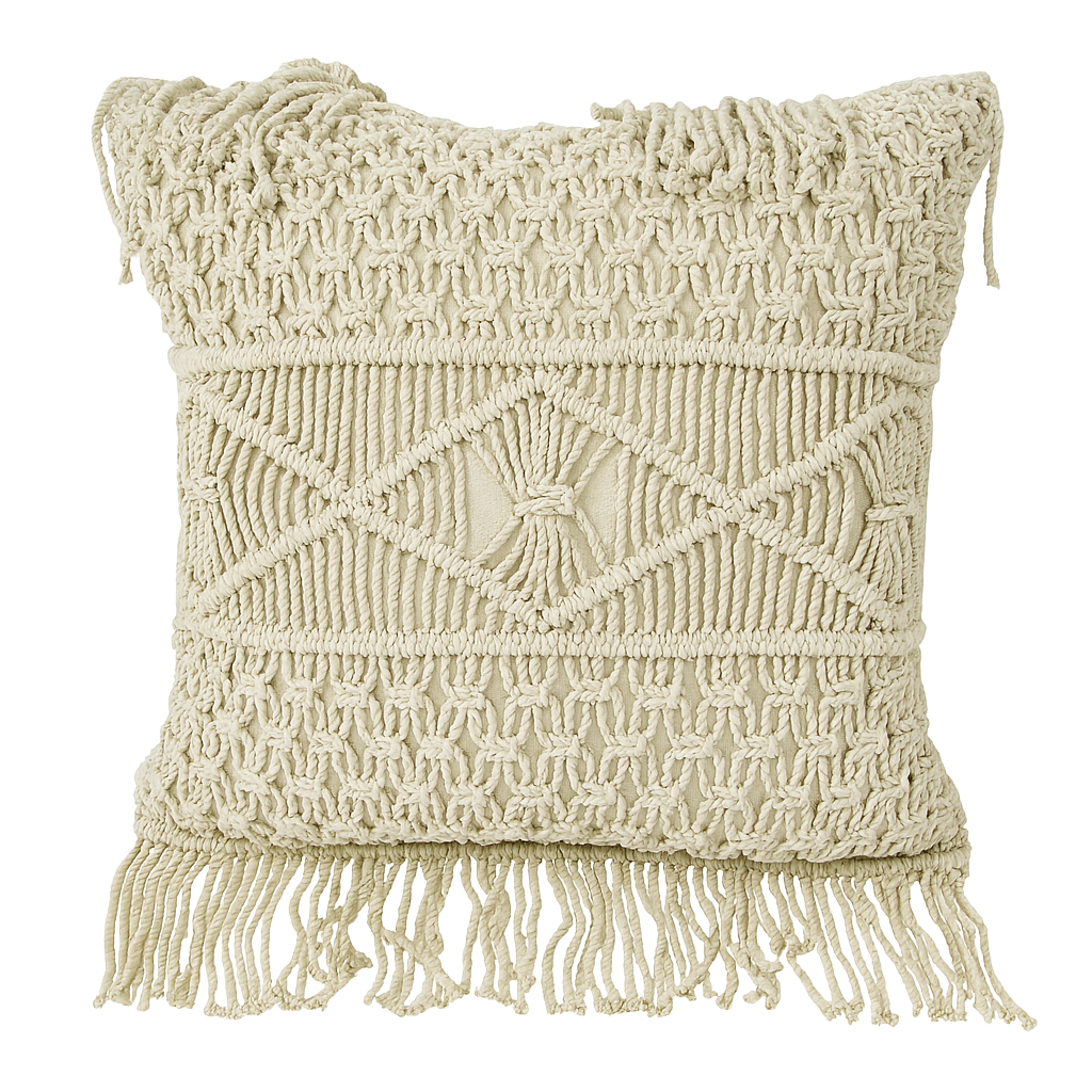 Boho Macrame Cushion - 45x45 cm