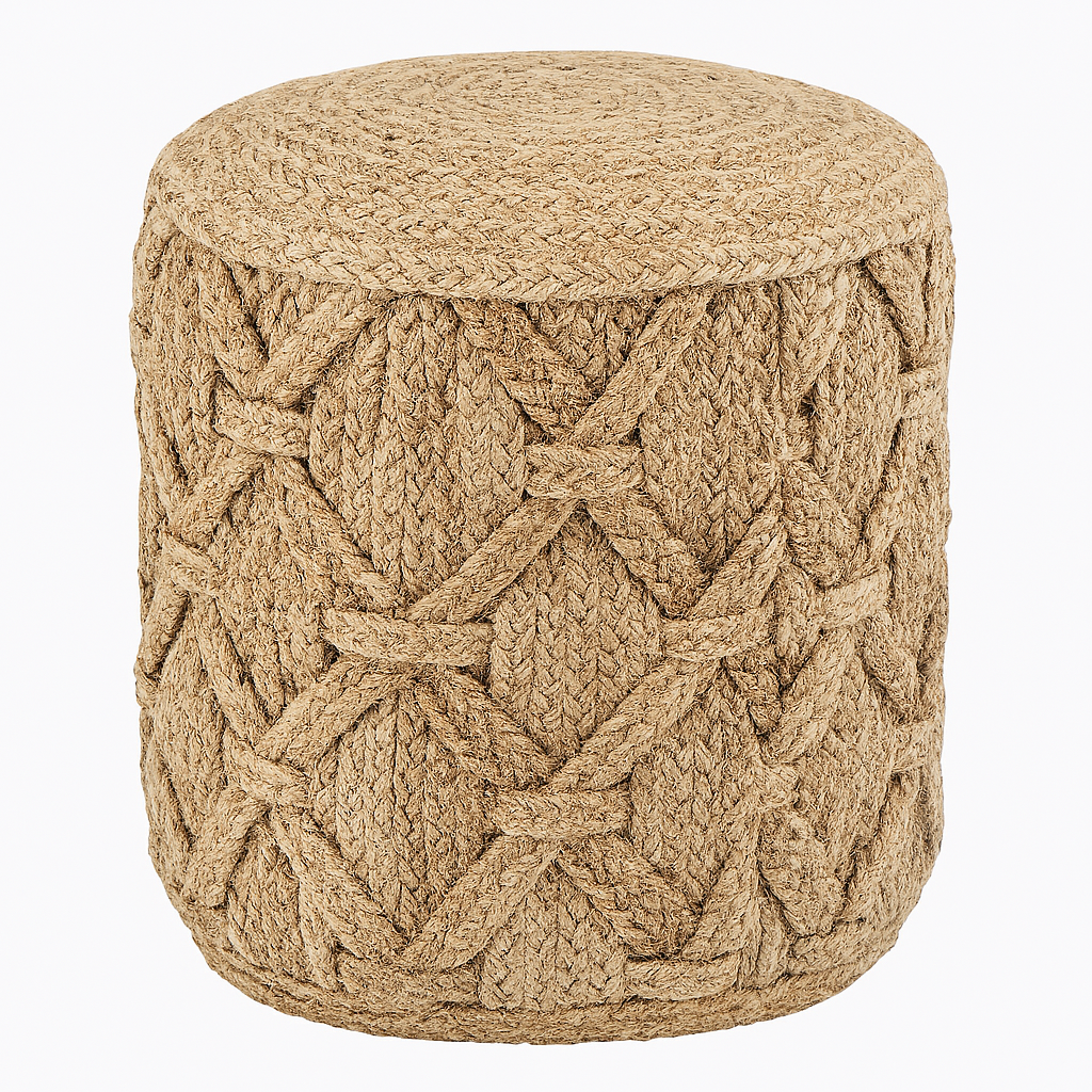 Braided Jute Pouf Ottoman