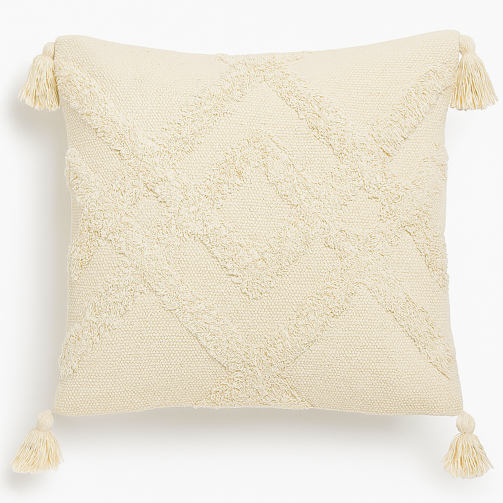 Cream Textured Diamond Cushion - 45 x 45 cm
