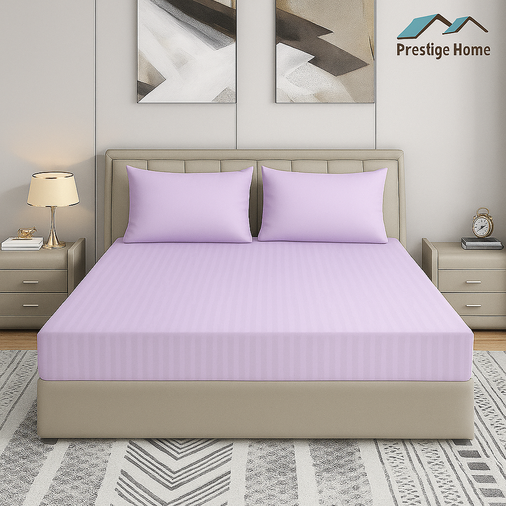 Microfiber Striped Bedsheet set - Double