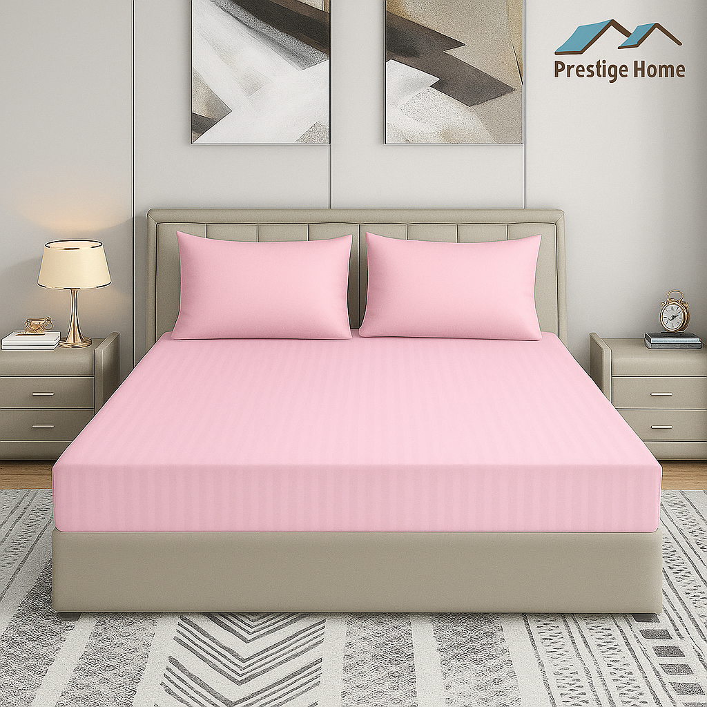 Prestige Striped Bedsheet set - Double