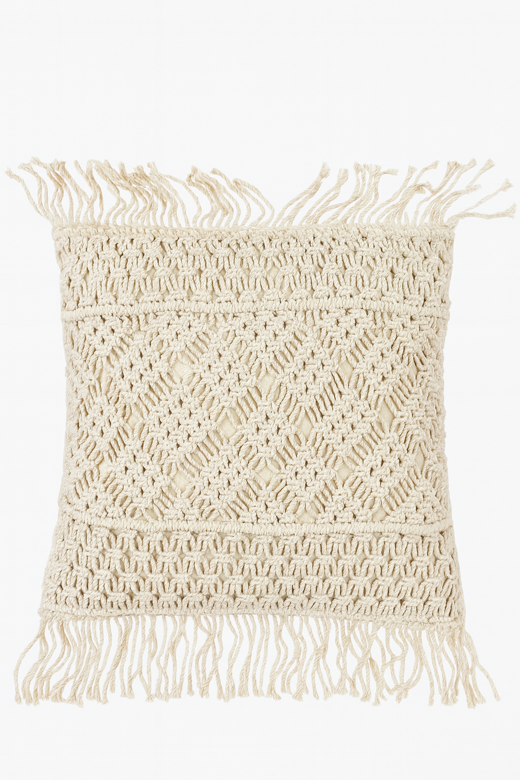 Macramé Diamond Fringe Cushion - 45x45 cm