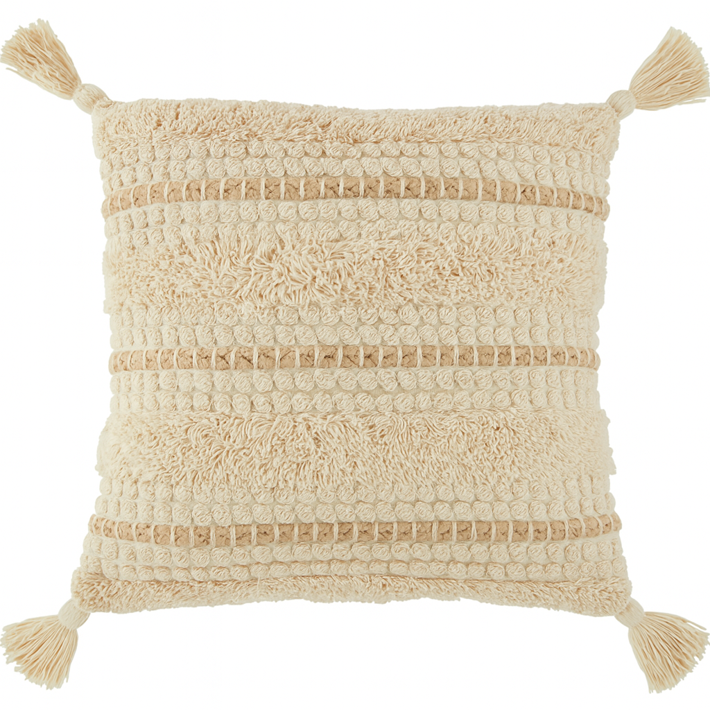 Boho Textured Tassel Cushion - 45x45 cm