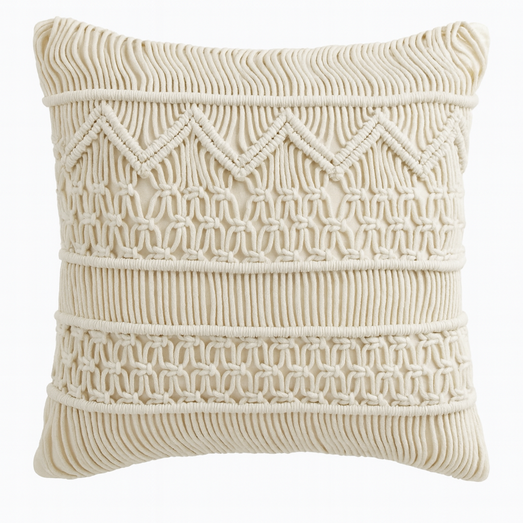 Macramé Knotted Cushion - 45x45 cm