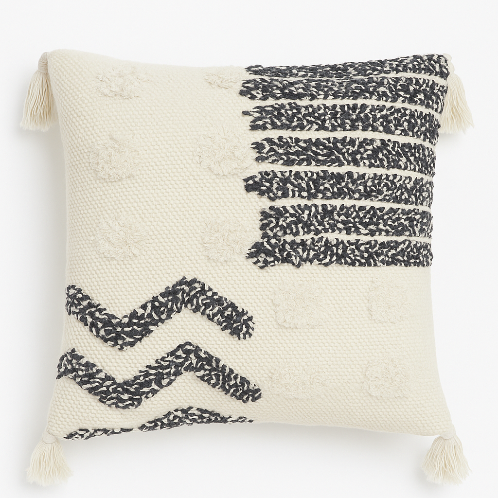 Coastal Weave Navy Tufted Cushion - 45 x 45 cm