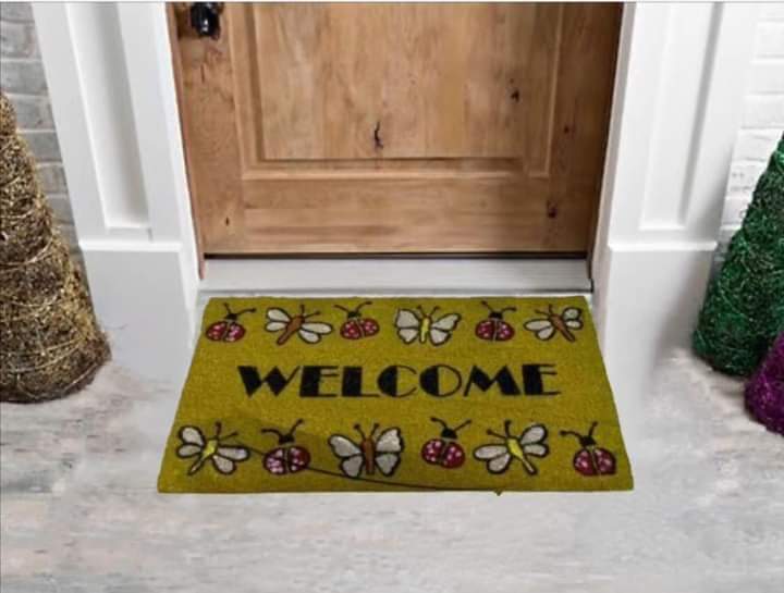 Ladybug & Butterfly Welcome Outdoor Rug - 45x75 cm