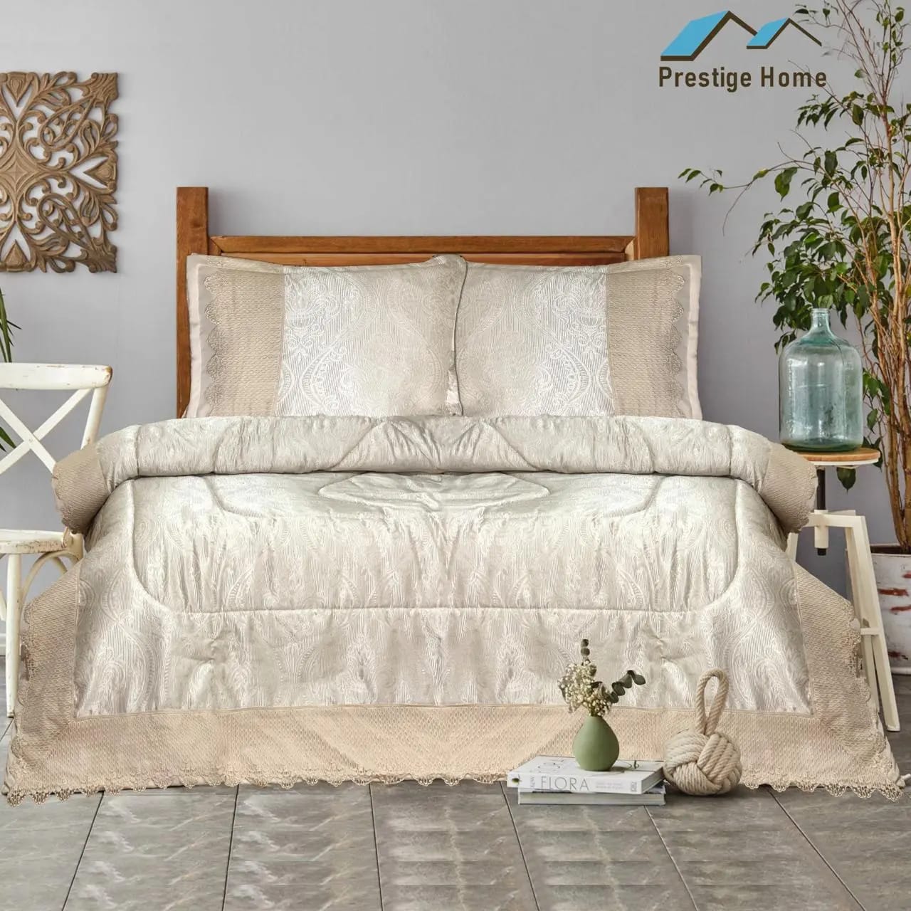 Royal Paisley Bridal Comforter Set - Double