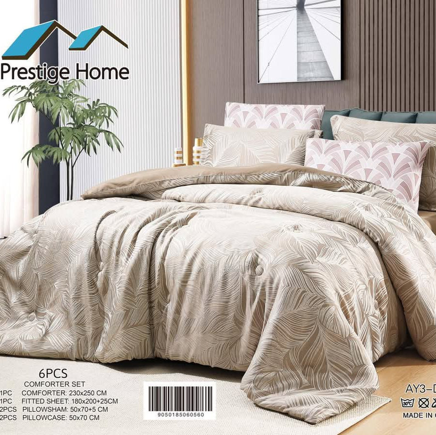 Leaves Comforter Set 6 Pcs AY3  - Double