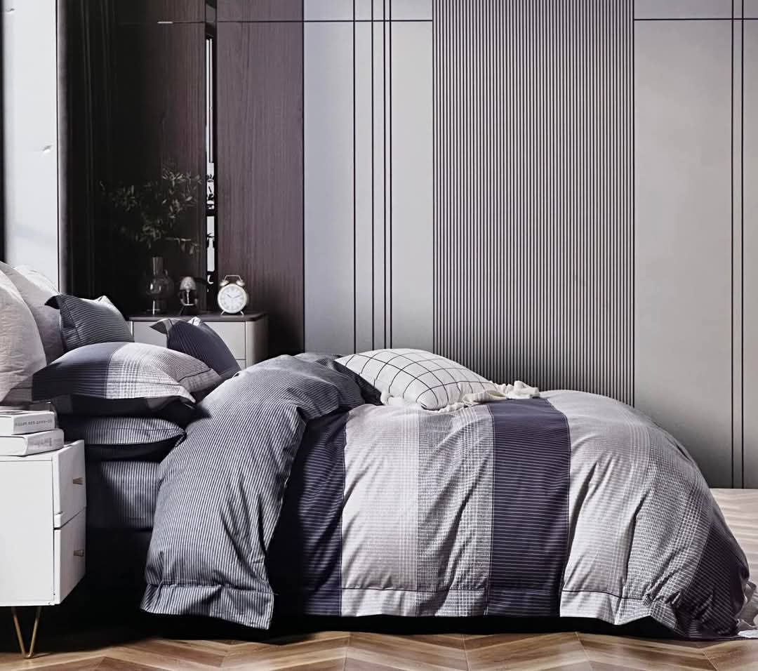 Cotton Midnight Grid Bedding Set - Single