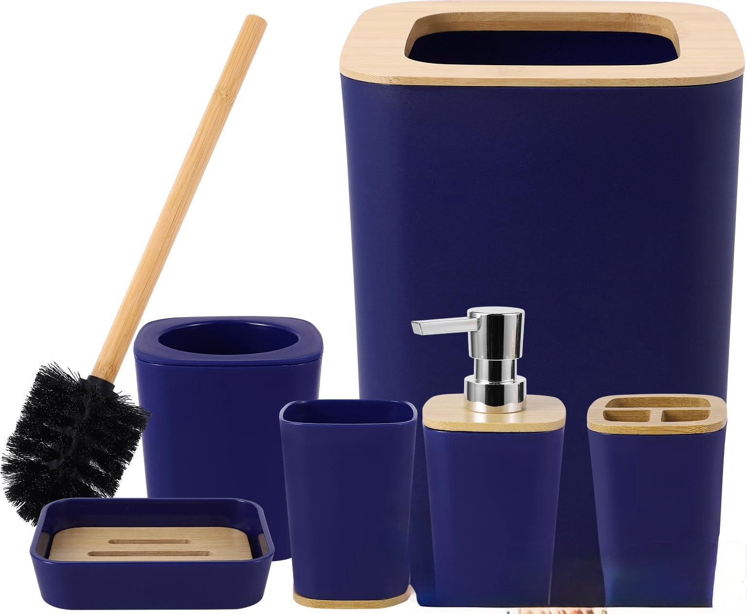 Square Bamboo Bathroom Set