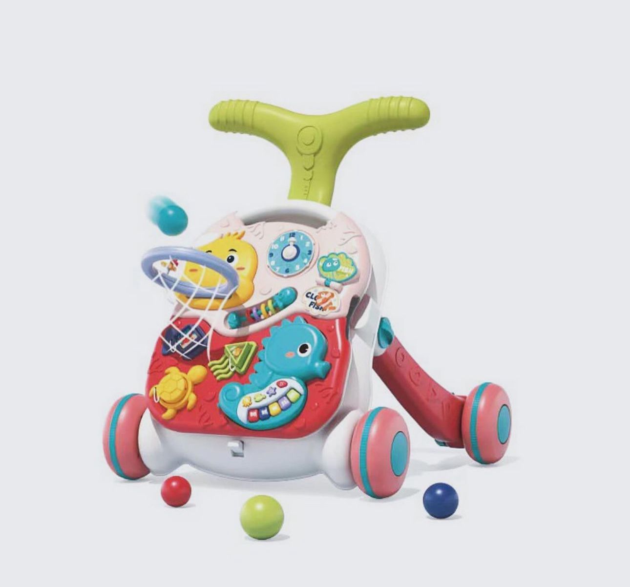 3-in-1 Baby Walker with Activity Center and Basketball Hoop