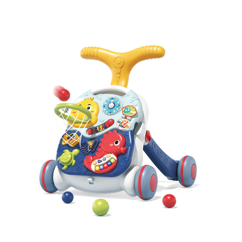 3-in-1 Baby Walker with Activity Center and Basketball Hoop