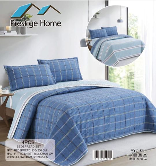 Grids Bedspread - 4 Pieces Double