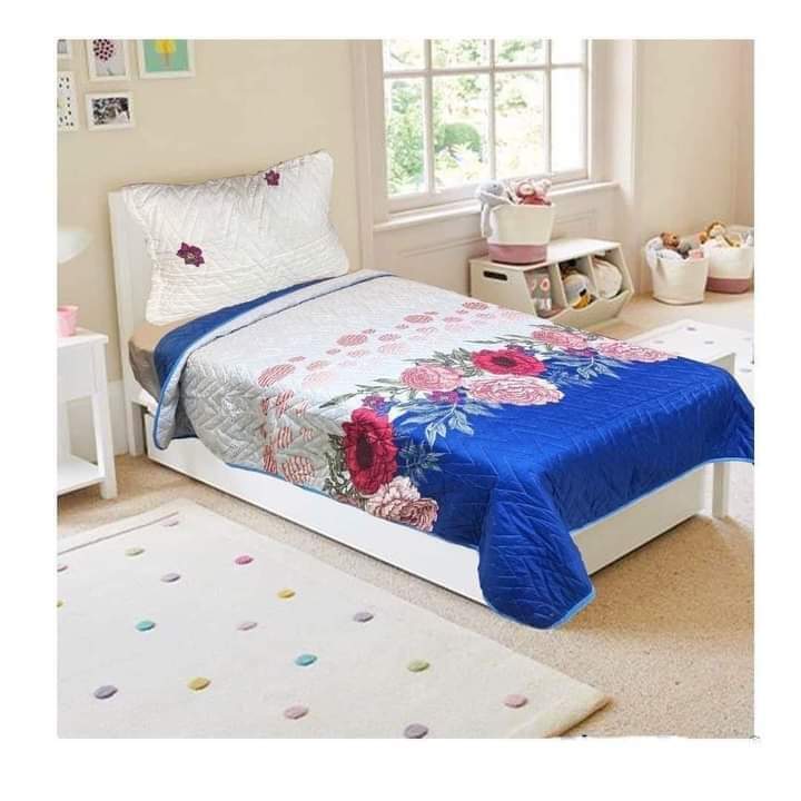 Double Bedspread Flower Navy