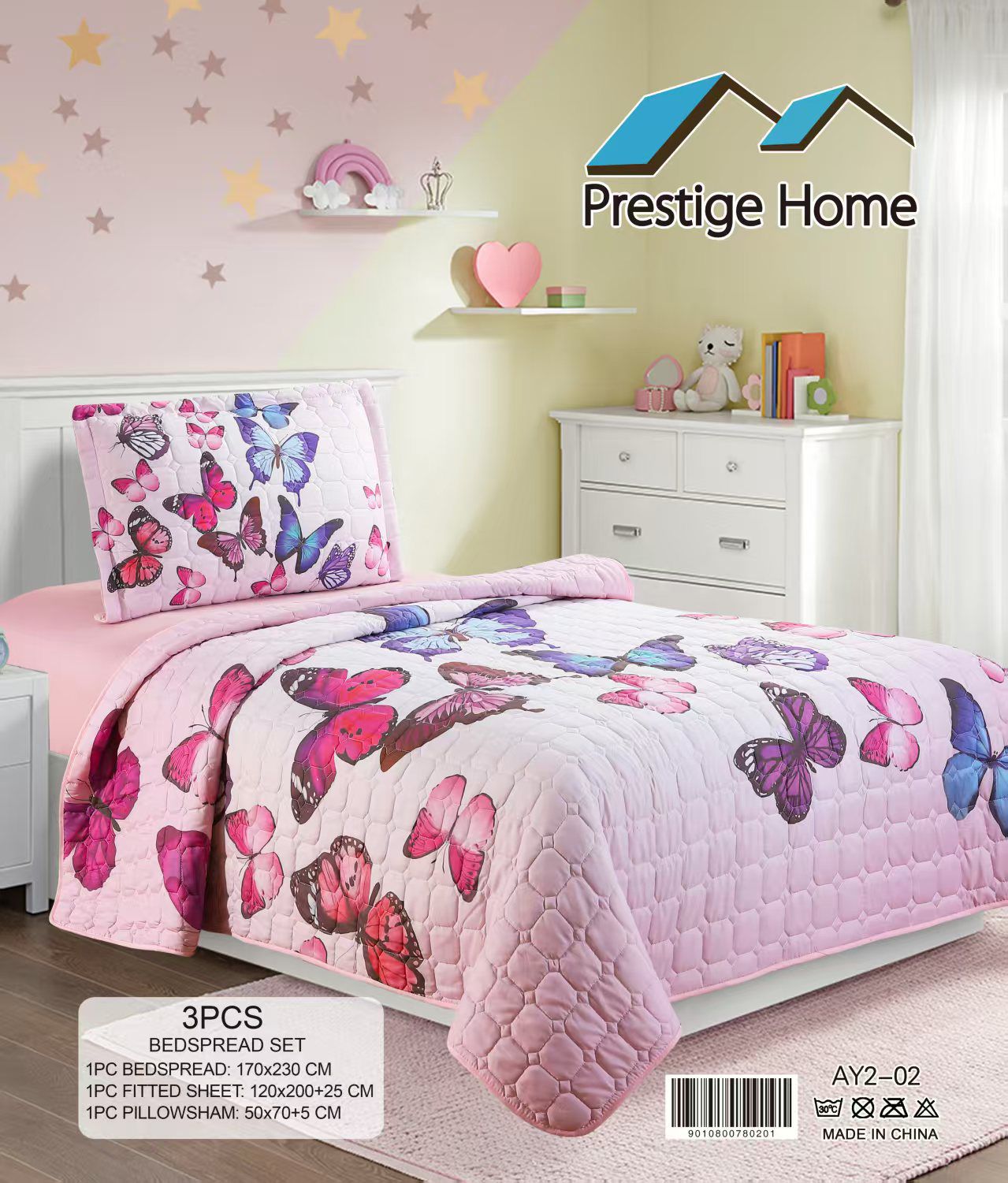 Butterfly Bedspread Single set - 3 pieces