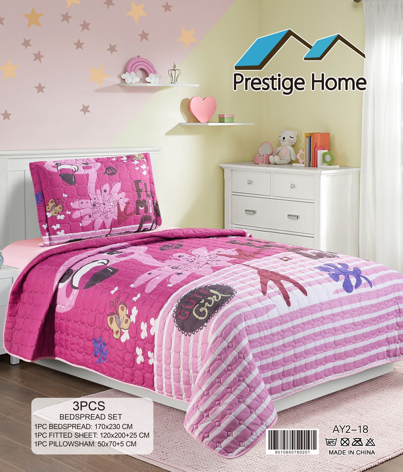 Flamingo Bedspread Single set - 3 pieces