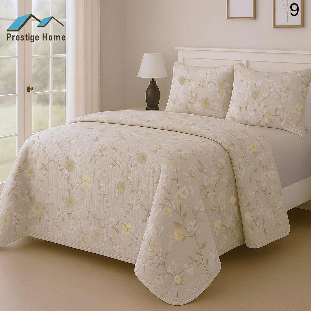 Soft Spring Blossom Quilted Bedspread Set - Single