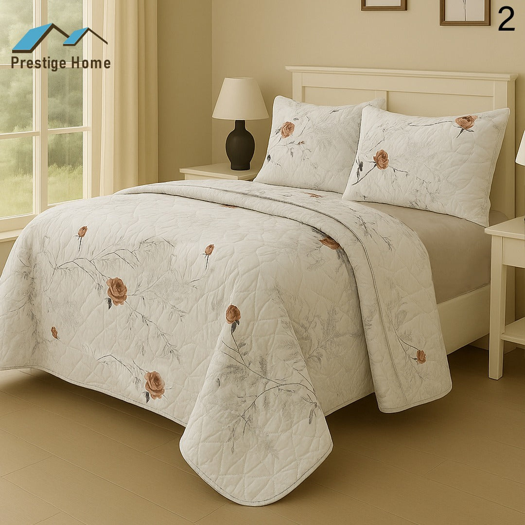 Blush Rose Whisper Quilted Bedspread Set - Single