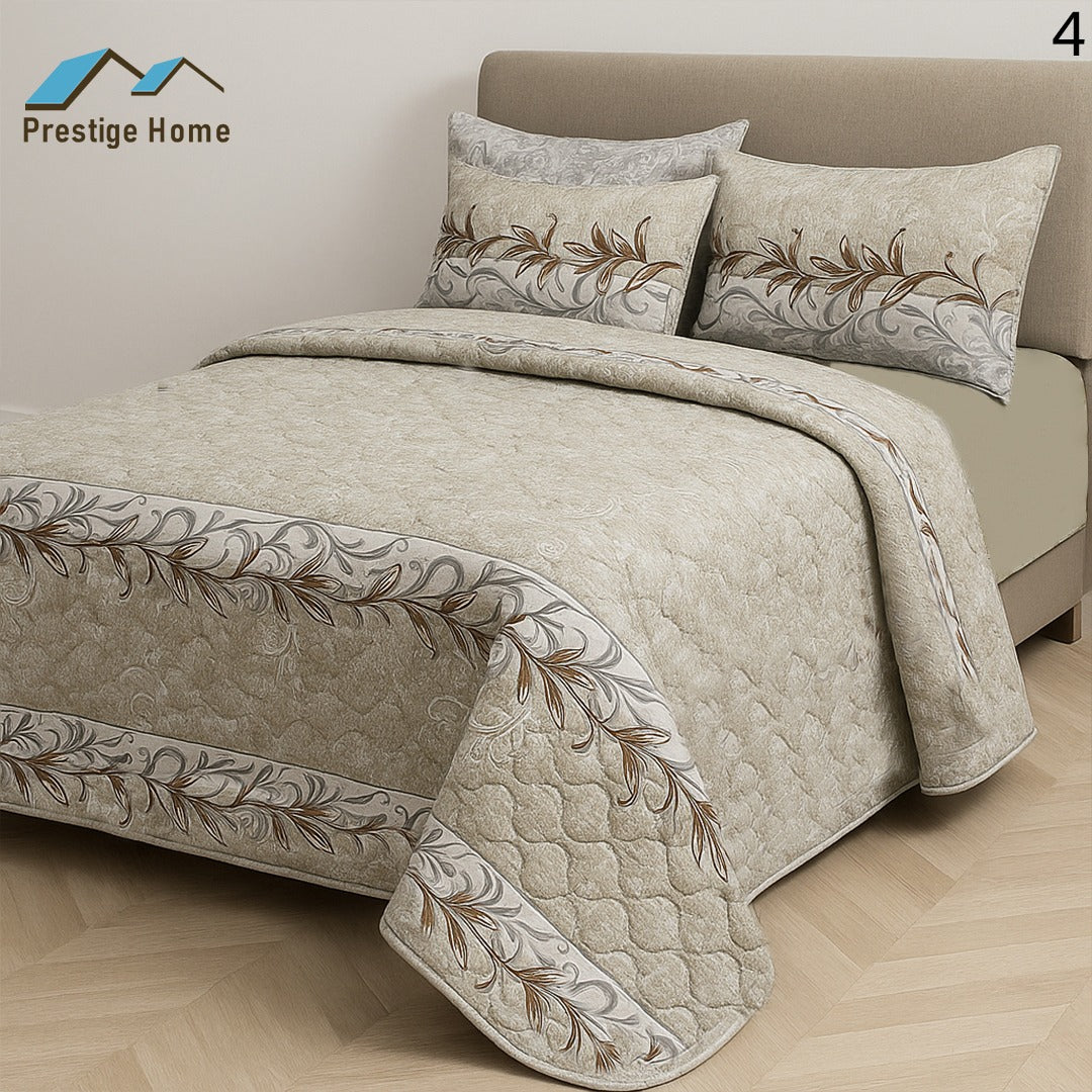 Classic Laurel Border Quilted Bedspread Set - Double